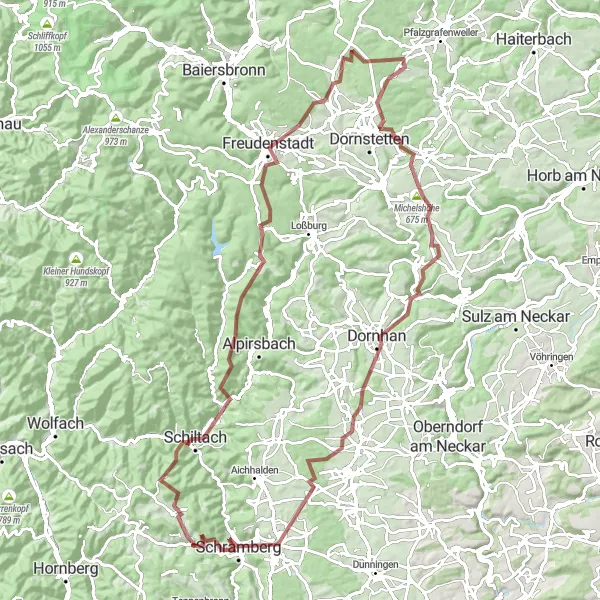 Map miniature of "Black Forest Gravel Challenge" cycling inspiration in Freiburg, Germany. Generated by Tarmacs.app cycling route planner