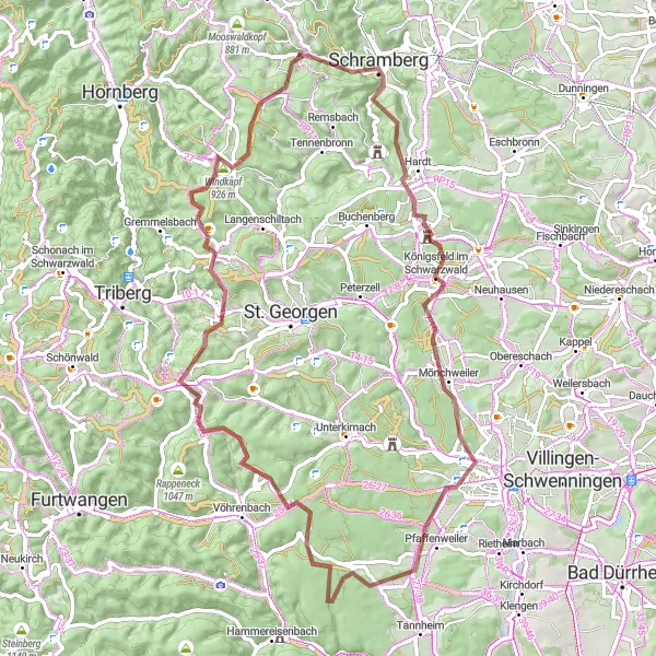 Karten-Miniaturansicht der Radinspiration "Schwarzwald Naturrunde" in Freiburg, Germany. Erstellt vom Tarmacs.app-Routenplaner für Radtouren