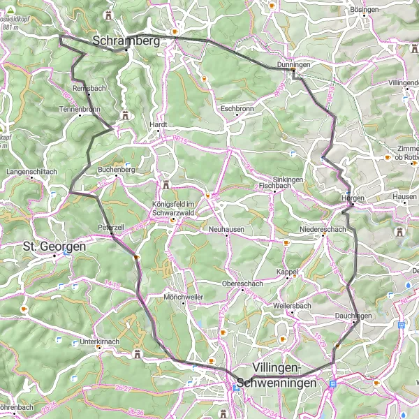 Map miniature of "Black Forest Nature Tour" cycling inspiration in Freiburg, Germany. Generated by Tarmacs.app cycling route planner