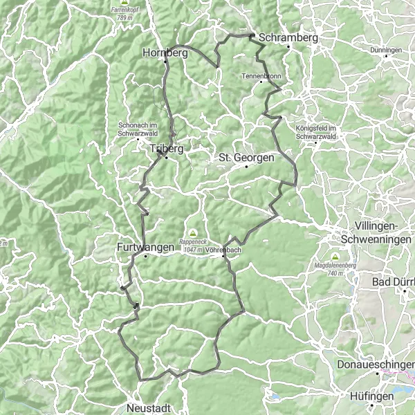 Karten-Miniaturansicht der Radinspiration "Panoramische Schwarzwaldtour" in Freiburg, Germany. Erstellt vom Tarmacs.app-Routenplaner für Radtouren