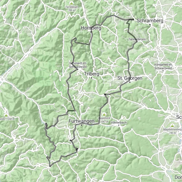 Karten-Miniaturansicht der Radinspiration "Herausfordernde Roadtour im Schwarzwald" in Freiburg, Germany. Erstellt vom Tarmacs.app-Routenplaner für Radtouren