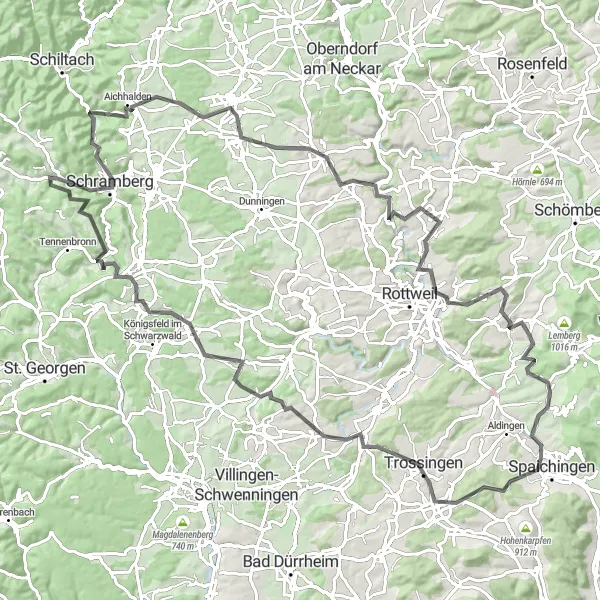 Map miniature of "Black Forest Circuit" cycling inspiration in Freiburg, Germany. Generated by Tarmacs.app cycling route planner