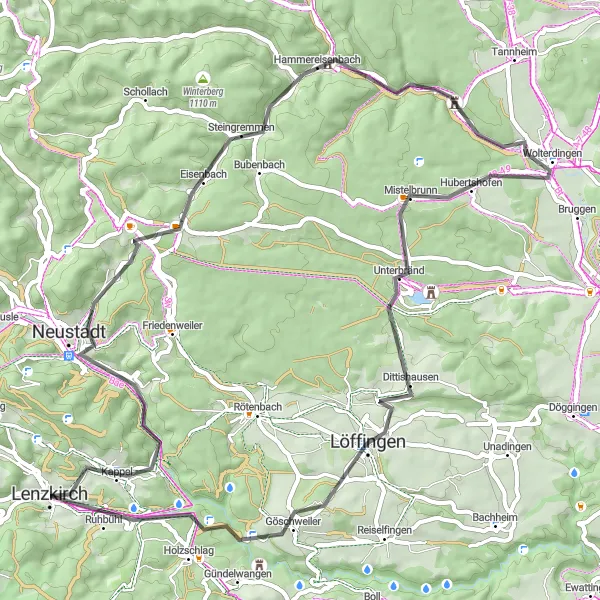 Karten-Miniaturansicht der Radinspiration "Road-Cycling-Route durch die Schwarzwaldtäler" in Freiburg, Germany. Erstellt vom Tarmacs.app-Routenplaner für Radtouren