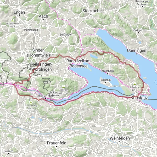 Map miniature of "The Lakeside Gravel Ride" cycling inspiration in Freiburg, Germany. Generated by Tarmacs.app cycling route planner