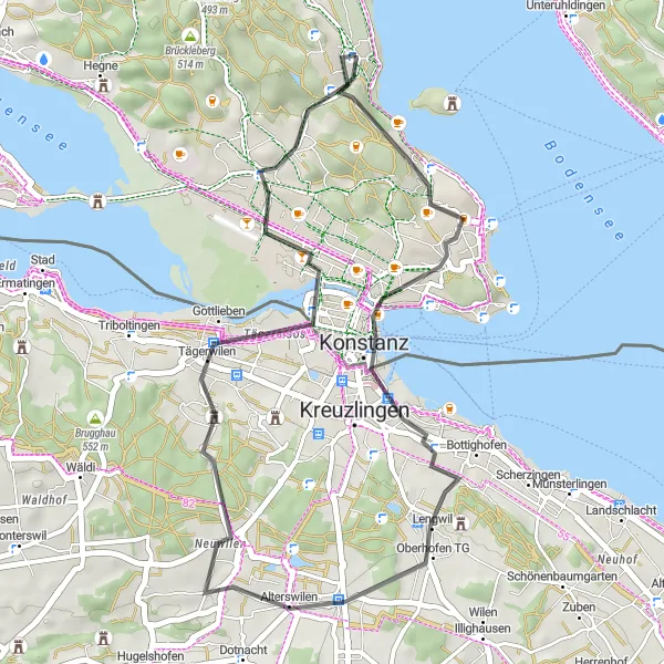 Map miniature of "Short Tour to Litzelstetten via BSB Konstanz" cycling inspiration in Freiburg, Germany. Generated by Tarmacs.app cycling route planner