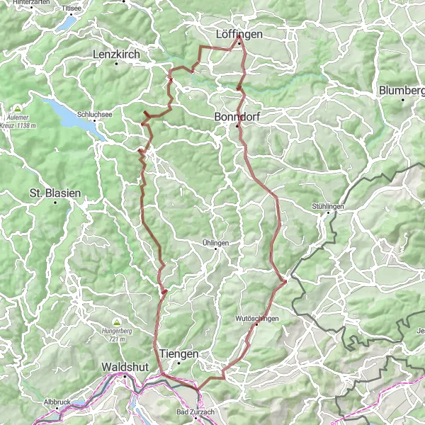 Map miniature of "Discover the Hidden Gems of Southern Black Forest" cycling inspiration in Freiburg, Germany. Generated by Tarmacs.app cycling route planner