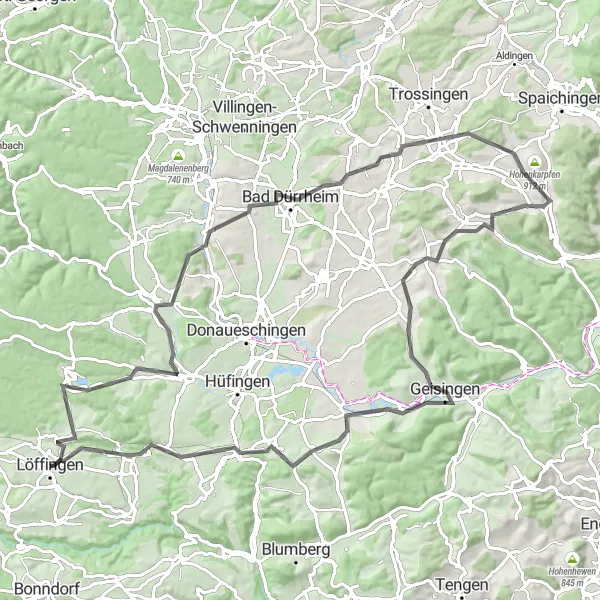Karten-Miniaturansicht der Radinspiration "Kurpark und Wasserscheide Rundtour" in Freiburg, Germany. Erstellt vom Tarmacs.app-Routenplaner für Radtouren