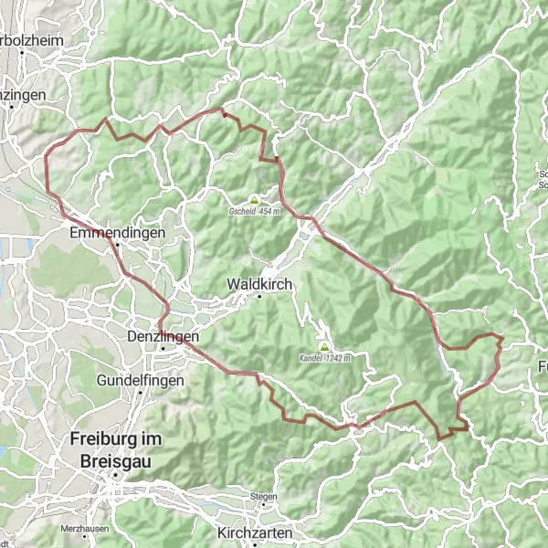 Karten-Miniaturansicht der Radinspiration "Herausforderung in den Schwarzwaldhöhen" in Freiburg, Germany. Erstellt vom Tarmacs.app-Routenplaner für Radtouren