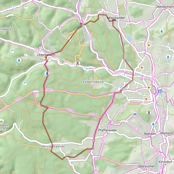 Karten-Miniaturansicht der Radinspiration "Grüne Pfade" in Freiburg, Germany. Erstellt vom Tarmacs.app-Routenplaner für Radtouren