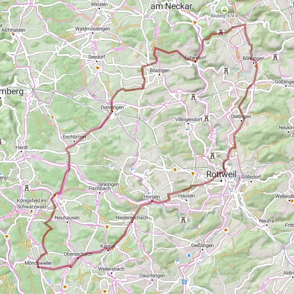 Karten-Miniaturansicht der Radinspiration "Schwarzwald Herausforderung" in Freiburg, Germany. Erstellt vom Tarmacs.app-Routenplaner für Radtouren