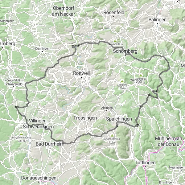 Karten-Miniaturansicht der Radinspiration "Hügelige Ausblicke" in Freiburg, Germany. Erstellt vom Tarmacs.app-Routenplaner für Radtouren