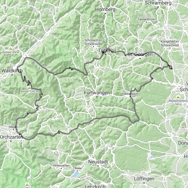 Karten-Miniaturansicht der Radinspiration "Schwarzwaldhöhen" in Freiburg, Germany. Erstellt vom Tarmacs.app-Routenplaner für Radtouren