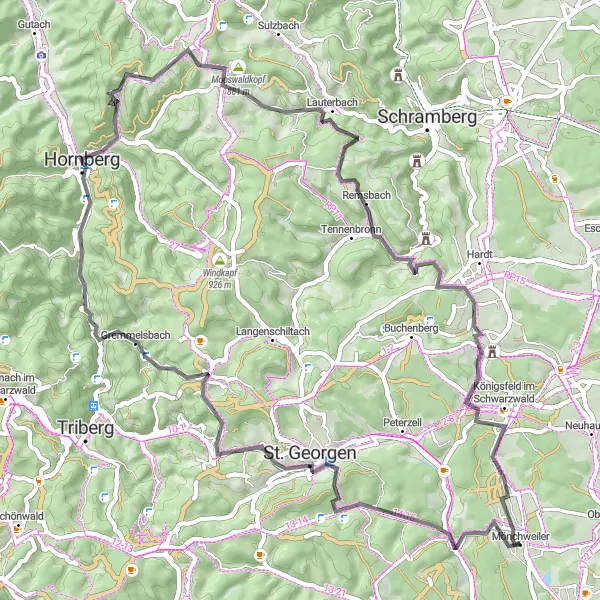 Karten-Miniaturansicht der Radinspiration "Schwarzwald Panorama" in Freiburg, Germany. Erstellt vom Tarmacs.app-Routenplaner für Radtouren