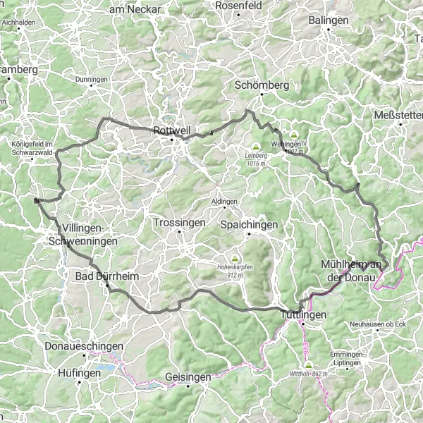 Karten-Miniaturansicht der Radinspiration "Panoramische Vielfalt" in Freiburg, Germany. Erstellt vom Tarmacs.app-Routenplaner für Radtouren