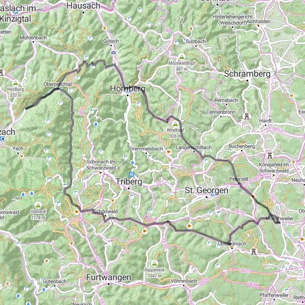 Karten-Miniaturansicht der Radinspiration "Waldreiche Abenteuer" in Freiburg, Germany. Erstellt vom Tarmacs.app-Routenplaner für Radtouren