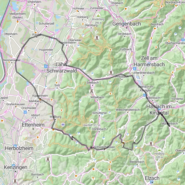 Karten-Miniaturansicht der Radinspiration "Herausforderung Schwarzwaldhöhen" in Freiburg, Germany. Erstellt vom Tarmacs.app-Routenplaner für Radtouren