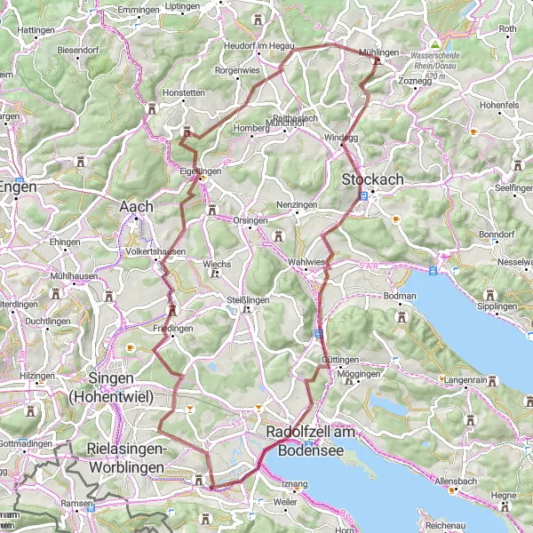 Karten-Miniaturansicht der Radinspiration "Radtour durch Stockach und Umgebung" in Freiburg, Germany. Erstellt vom Tarmacs.app-Routenplaner für Radtouren