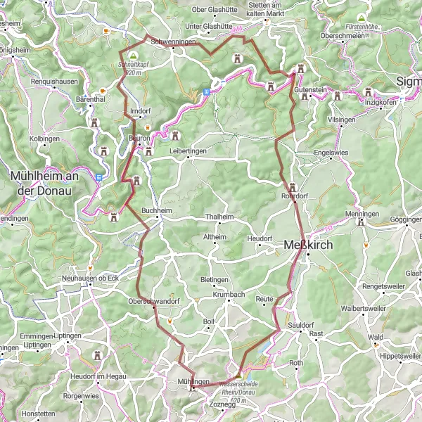 Karten-Miniaturansicht der Radinspiration "Donauquellentour" in Freiburg, Germany. Erstellt vom Tarmacs.app-Routenplaner für Radtouren
