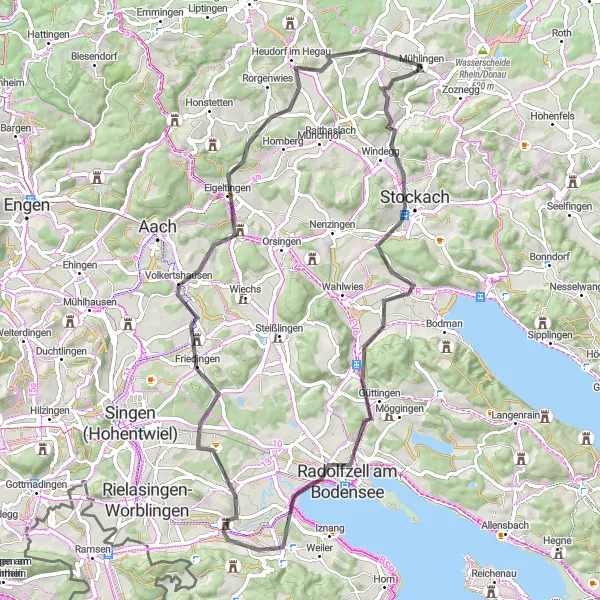 Karten-Miniaturansicht der Radinspiration "Bodensee Rundfahrt" in Freiburg, Germany. Erstellt vom Tarmacs.app-Routenplaner für Radtouren