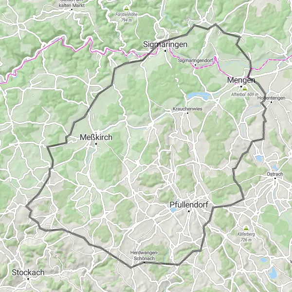 Karten-Miniaturansicht der Radinspiration "Road-Biking-Abenteuer durch die Natur" in Freiburg, Germany. Erstellt vom Tarmacs.app-Routenplaner für Radtouren