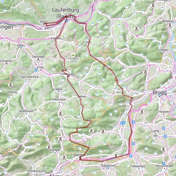 Karten-Miniaturansicht der Radinspiration "Wildegg und Zeiher Homberg Runde" in Freiburg, Germany. Erstellt vom Tarmacs.app-Routenplaner für Radtouren