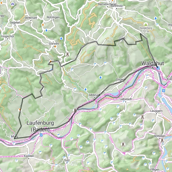 Karten-Miniaturansicht der Radinspiration "Murg - Entdeckungstour entlang des Rheins" in Freiburg, Germany. Erstellt vom Tarmacs.app-Routenplaner für Radtouren