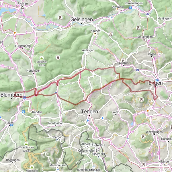 Karten-Miniaturansicht der Radinspiration "Donauradweg: Von Neuhausen nach Blumberg" in Freiburg, Germany. Erstellt vom Tarmacs.app-Routenplaner für Radtouren