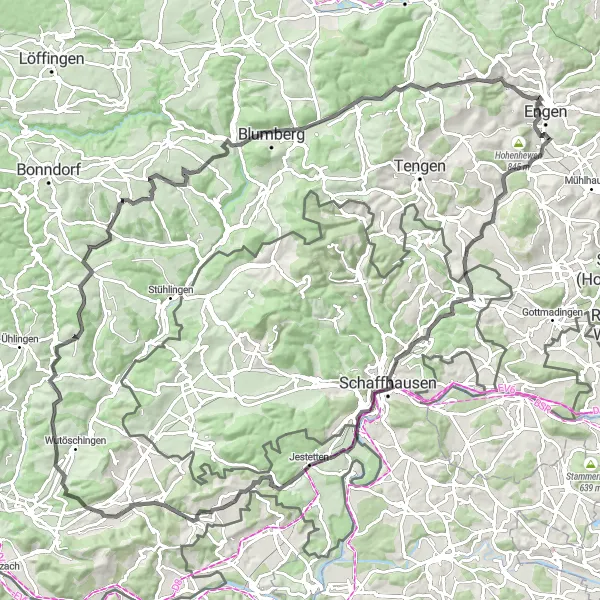 Karten-Miniaturansicht der Radinspiration "Hügelige Runde um den Randen" in Freiburg, Germany. Erstellt vom Tarmacs.app-Routenplaner für Radtouren