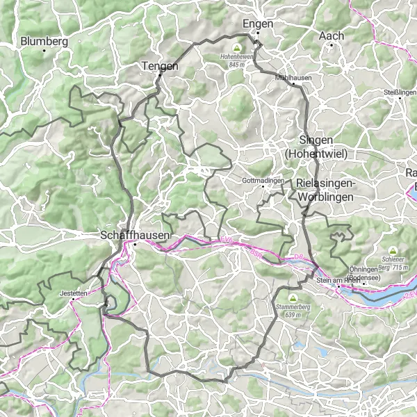 Map miniature of "Glorious Forests and Charming Towns" cycling inspiration in Freiburg, Germany. Generated by Tarmacs.app cycling route planner