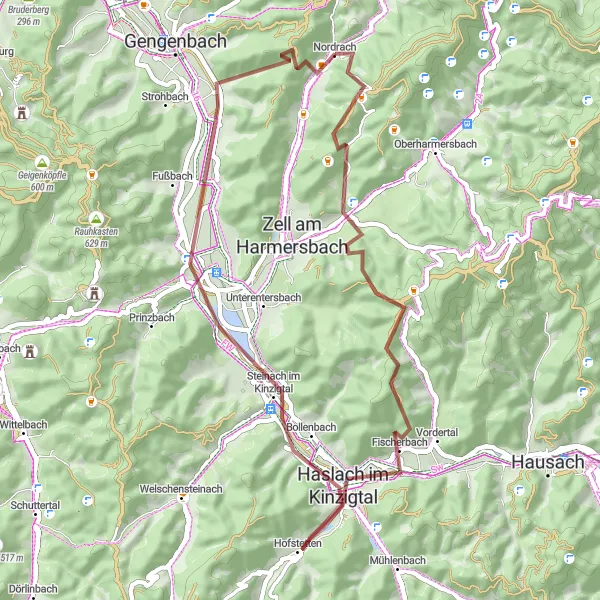 Map miniature of "Off the Beaten Path" cycling inspiration in Freiburg, Germany. Generated by Tarmacs.app cycling route planner