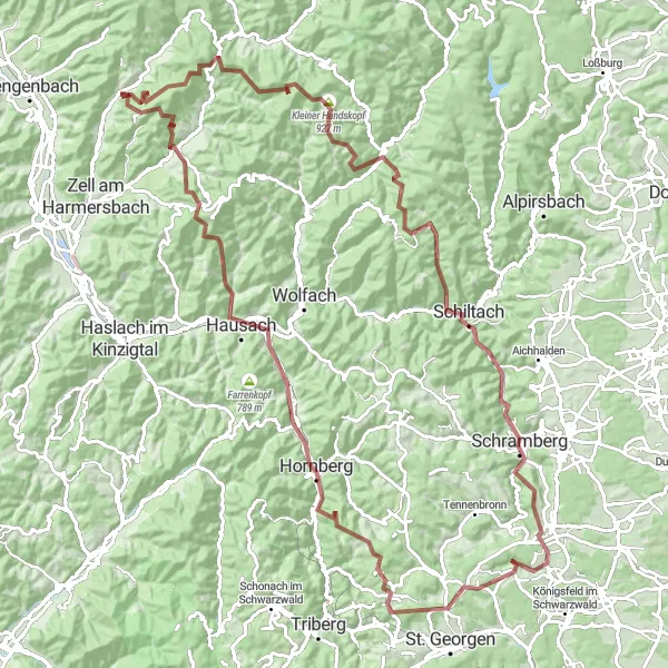 Karten-Miniaturansicht der Radinspiration "Rundweg Nordrach - Schramberg" in Freiburg, Germany. Erstellt vom Tarmacs.app-Routenplaner für Radtouren