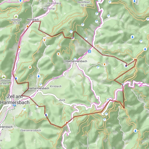 Karten-Miniaturansicht der Radinspiration "Zell am Harmersbach Gravel Challenge" in Freiburg, Germany. Erstellt vom Tarmacs.app-Routenplaner für Radtouren