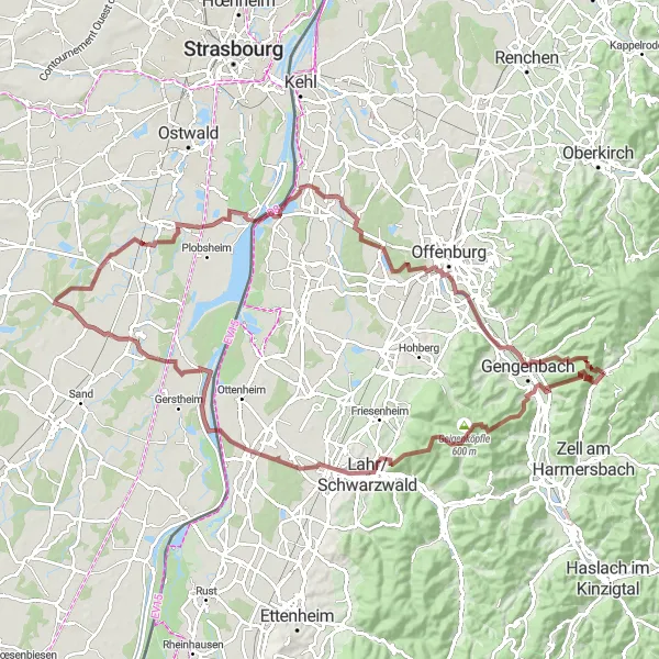 Map miniature of "Nordrach Gravel Adventure" cycling inspiration in Freiburg, Germany. Generated by Tarmacs.app cycling route planner