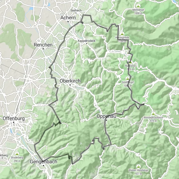 Map miniature of "The Black Forest Challenge" cycling inspiration in Freiburg, Germany. Generated by Tarmacs.app cycling route planner
