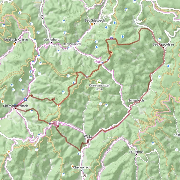 Map miniature of "Nature's Wonderland" cycling inspiration in Freiburg, Germany. Generated by Tarmacs.app cycling route planner