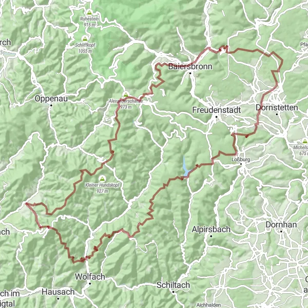 Karten-Miniaturansicht der Radinspiration "Gravel Tour Oberharmersbach" in Freiburg, Germany. Erstellt vom Tarmacs.app-Routenplaner für Radtouren