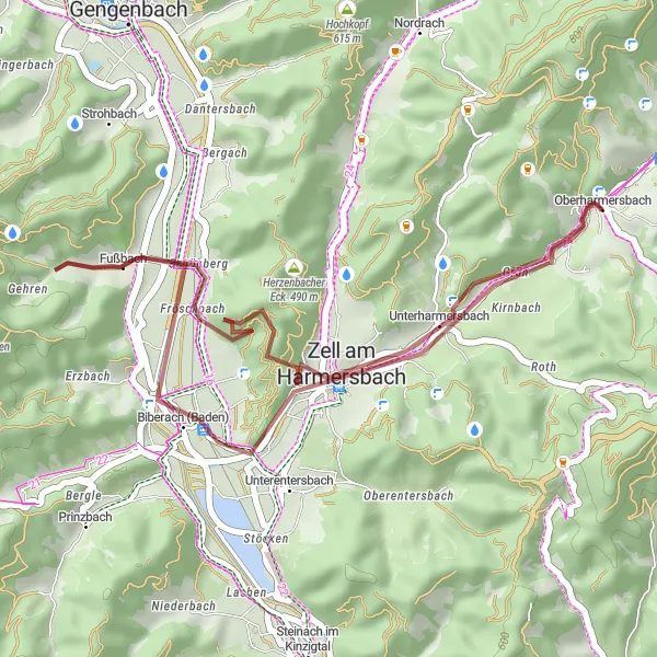 Map miniature of "Gravel Cycling Adventure" cycling inspiration in Freiburg, Germany. Generated by Tarmacs.app cycling route planner