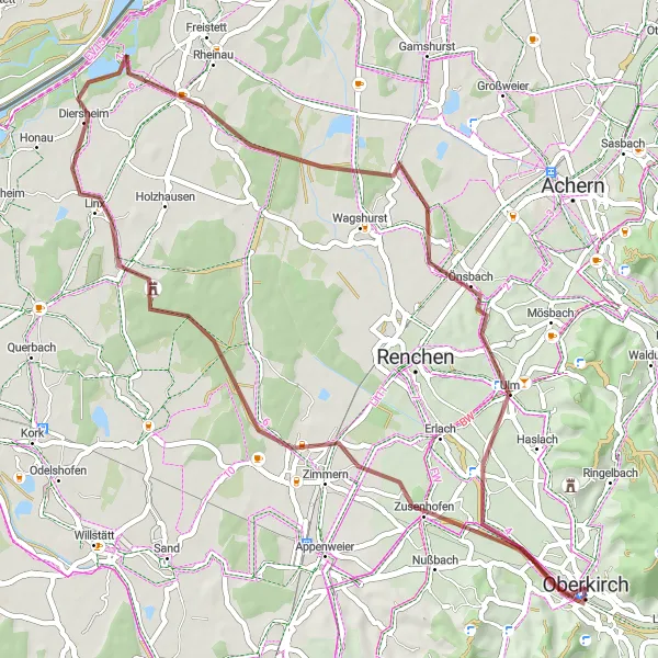 Map miniature of "Önsbacher Adventure" cycling inspiration in Freiburg, Germany. Generated by Tarmacs.app cycling route planner