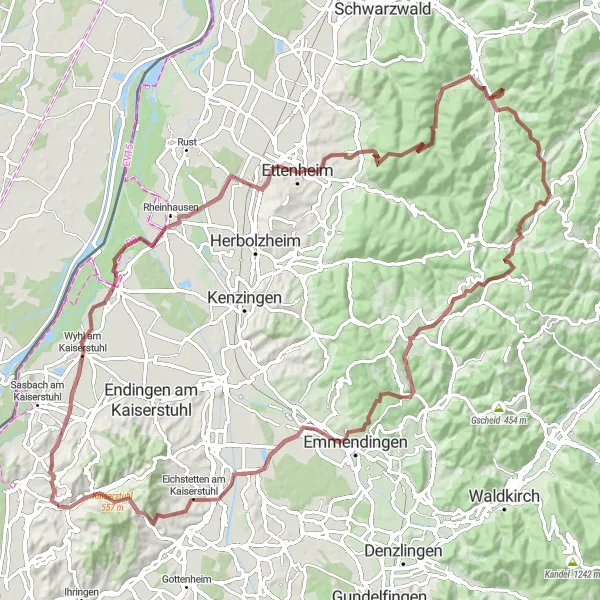 Karten-Miniaturansicht der Radinspiration "Weinberge und Schlösser" in Freiburg, Germany. Erstellt vom Tarmacs.app-Routenplaner für Radtouren