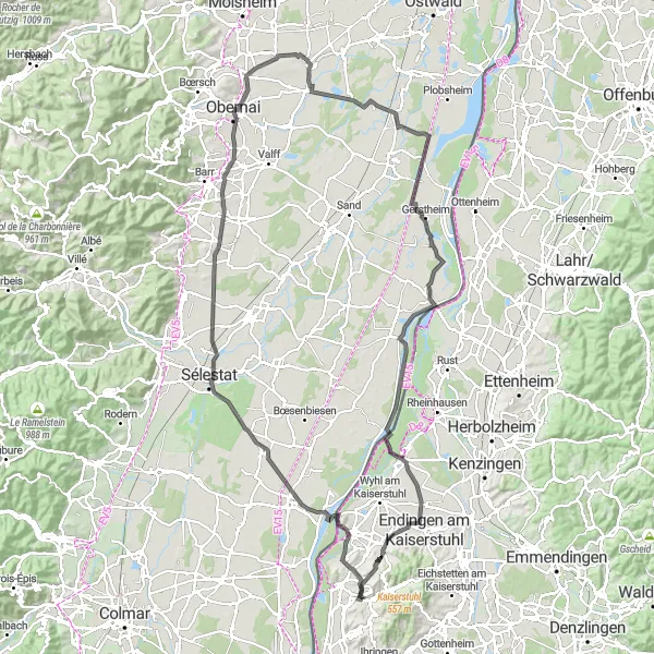 Map miniature of "Eichberg - Mondhalde Circular" cycling inspiration in Freiburg, Germany. Generated by Tarmacs.app cycling route planner