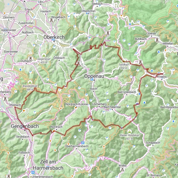 Karten-Miniaturansicht der Radinspiration "Abenteuer zwischen naturbelassenen Wegen und historischen Sehenswürdigkeiten" in Freiburg, Germany. Erstellt vom Tarmacs.app-Routenplaner für Radtouren