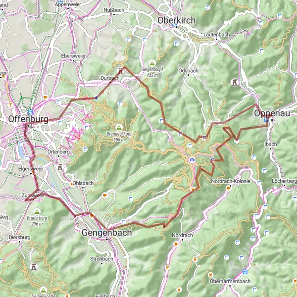 Karten-Miniaturansicht der Radinspiration "Tour zu den Hornbühl-Höhen" in Freiburg, Germany. Erstellt vom Tarmacs.app-Routenplaner für Radtouren