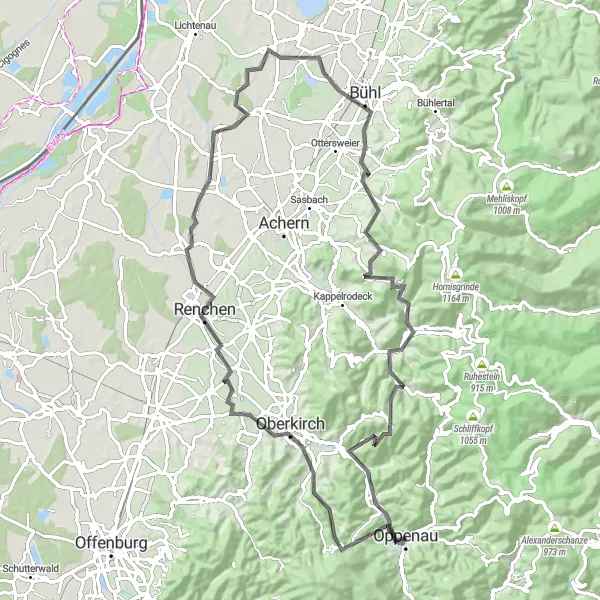 Karten-Miniaturansicht der Radinspiration "Schwarzwald-Radweg zu Burgen und Schlössern" in Freiburg, Germany. Erstellt vom Tarmacs.app-Routenplaner für Radtouren