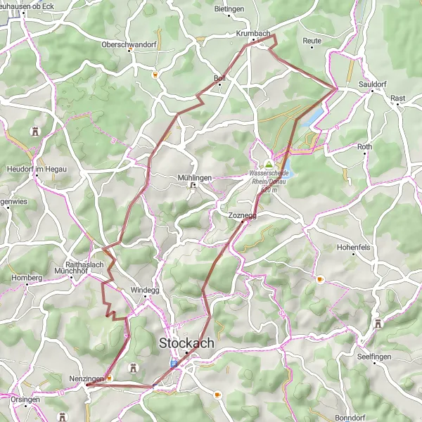 Karten-Miniaturansicht der Radinspiration "Gravel-Tour um Orsingen-Nenzingen" in Freiburg, Germany. Erstellt vom Tarmacs.app-Routenplaner für Radtouren