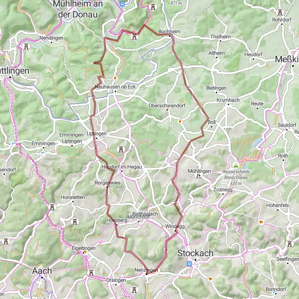 Karten-Miniaturansicht der Radinspiration "Abenteuerliche Gravel-Tour durch die Donauregion" in Freiburg, Germany. Erstellt vom Tarmacs.app-Routenplaner für Radtouren