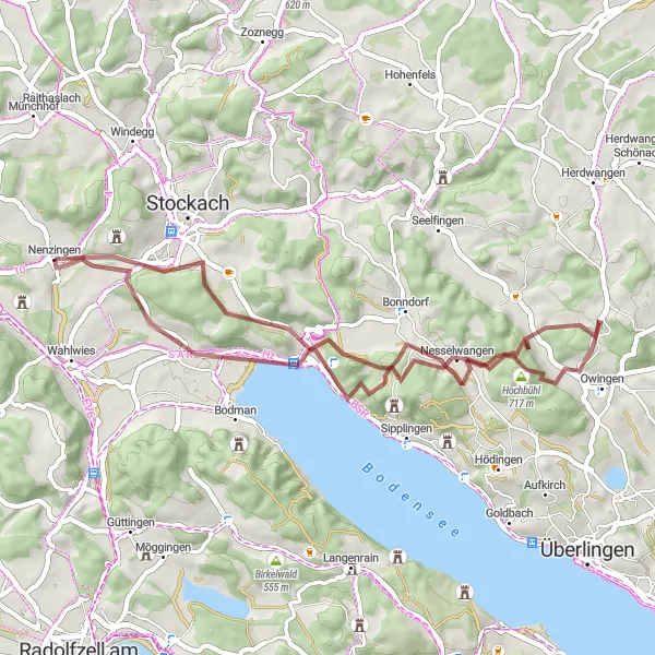 Karten-Miniaturansicht der Radinspiration "Gravel Tour mit herrlichen Highlights in der Nähe von Orsingen-Nenzingen" in Freiburg, Germany. Erstellt vom Tarmacs.app-Routenplaner für Radtouren