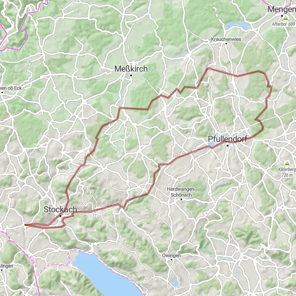 Karten-Miniaturansicht der Radinspiration "Gravel Tour um Orsingen-Nenzingen" in Freiburg, Germany. Erstellt vom Tarmacs.app-Routenplaner für Radtouren