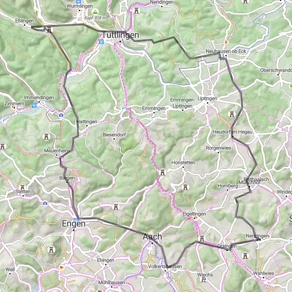 Karten-Miniaturansicht der Radinspiration "Road-Tour mit spektakulären Höhepunkten" in Freiburg, Germany. Erstellt vom Tarmacs.app-Routenplaner für Radtouren