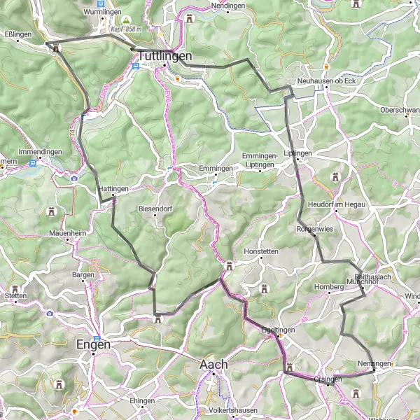 Karten-Miniaturansicht der Radinspiration "Kultur und Natur entlang der Donau" in Freiburg, Germany. Erstellt vom Tarmacs.app-Routenplaner für Radtouren
