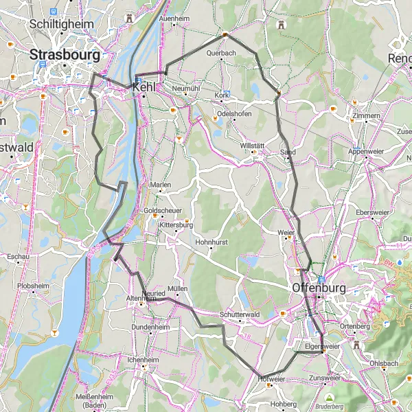 Map miniature of "Road Cycling Finesse" cycling inspiration in Freiburg, Germany. Generated by Tarmacs.app cycling route planner